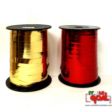 Nastro Metallizzato per confez. Regalo (Oro-Rosso)