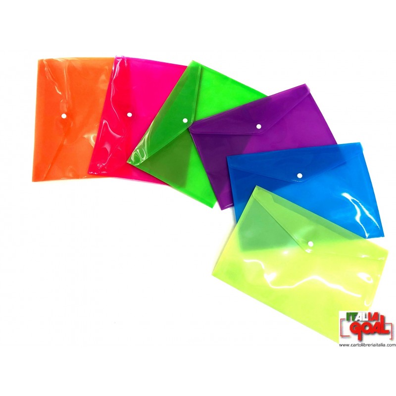 Buste Con Bottone A4 - Portadocumenti In Polipropilene, Chiusura A Pressione, Confezione Da 5 Pezzi Blu - Foto 6