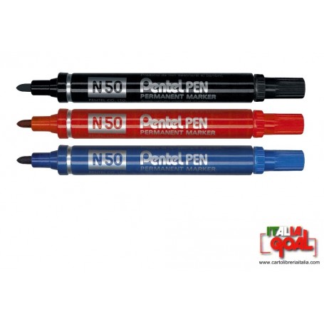 Pennarello Permanente N50 Pentel - Punta Tonda - Tratto 4,3 mm (Vari Colori)