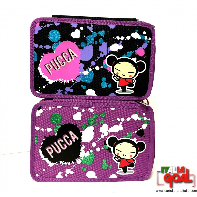 Pucca Astuccio Bauletto Nero Scuola