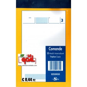 Blocco Comande 3 Copie Autoricalcanti (9x14cm) (Conf. 20 Pz.)