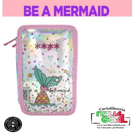 Astuccio Portacolori 3 zip Assortito  - Be a Mermaid